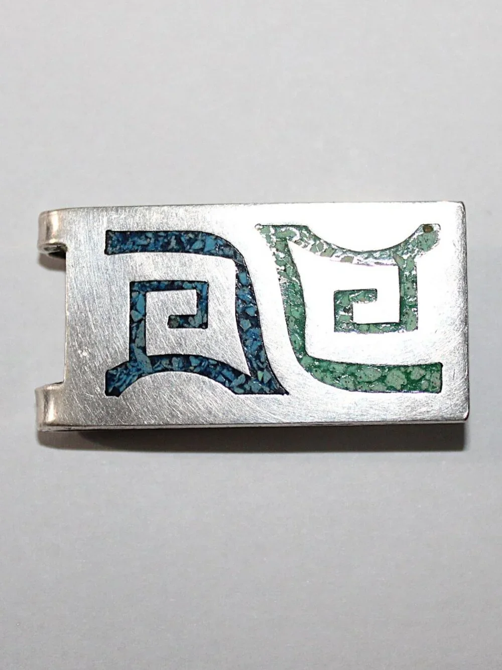 Vintage Taxco Sterling Silver Crushed Stone Money Clip 18 Grams